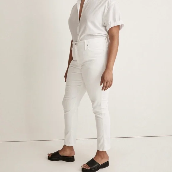 Madewell Stovepipe Jeans NWT Pure White High Rise Slim Fit Stretch Denim - Picture 3 of 14
